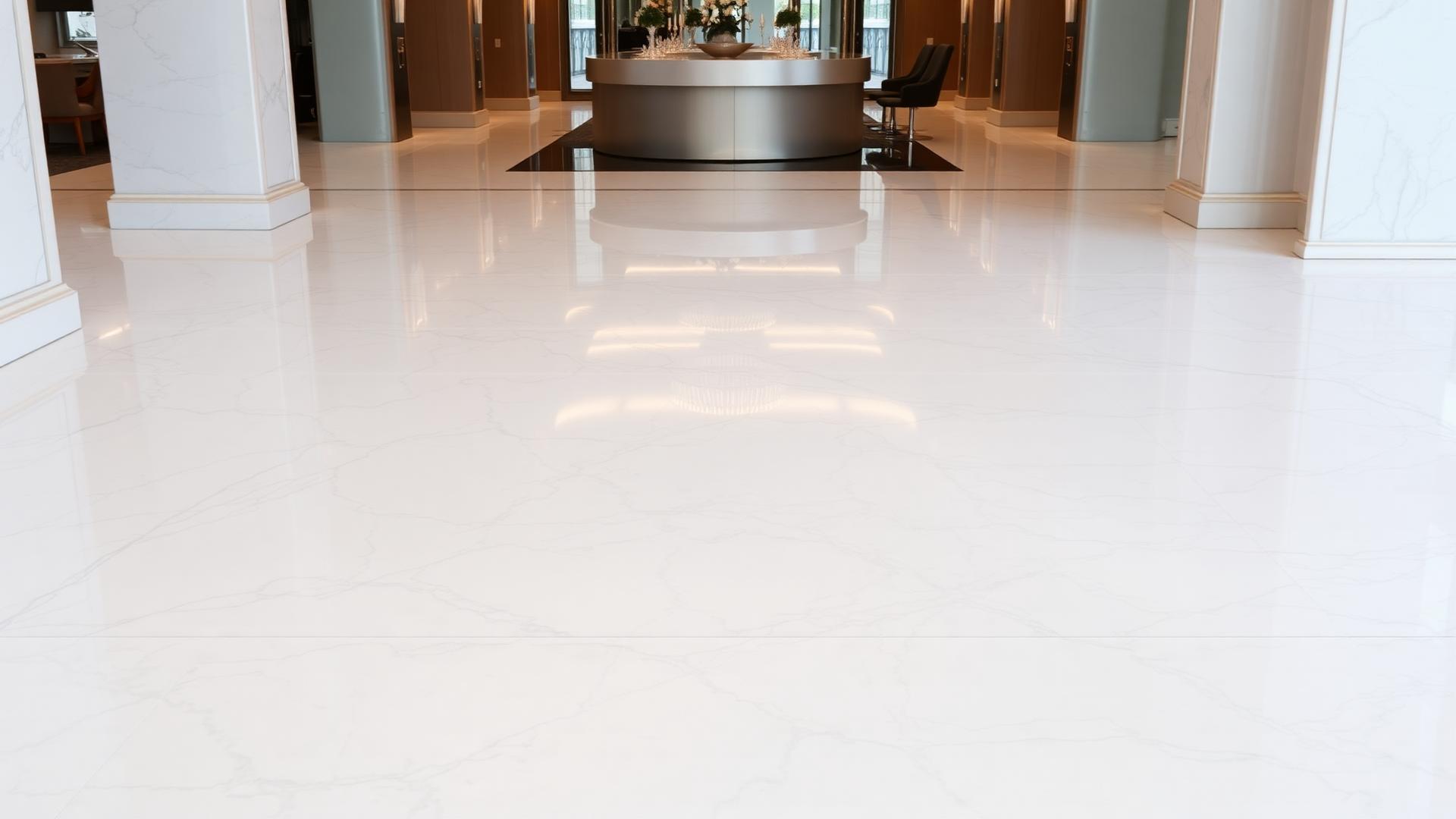 Polished marble floor in a luxury interior